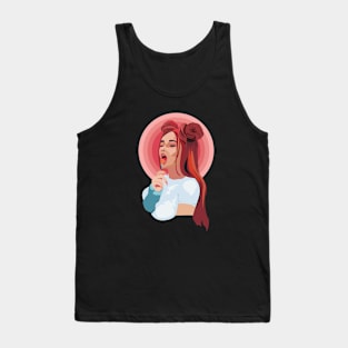 red lips lollipop girl red hair Tank Top